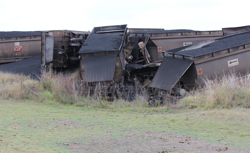 A train carrying coal derailed on the Moura short line near Biloela. Photo Central Telegraph A train carrying coal derailed on the Moura short line near Biloela. Photo Central Telegraph
