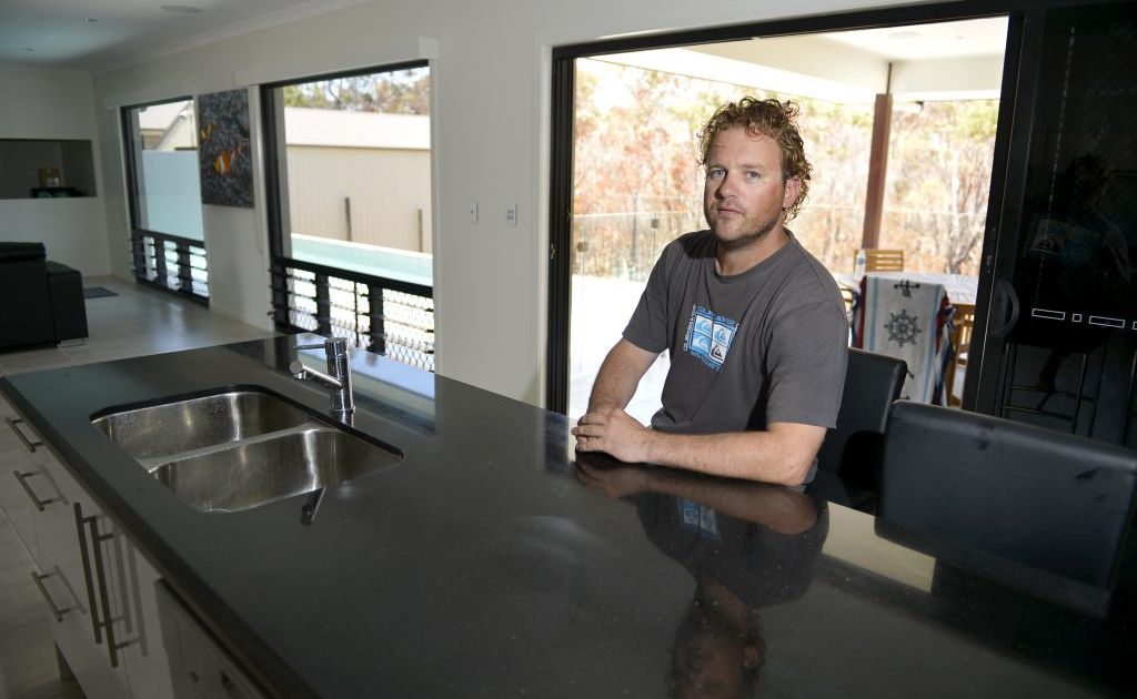 Tannum Sands man Declan McConchie says there are multiple faults in his new house constructed by local building company. Tannum Sands man Declan McConchie says there are multiple faults in his new house constructed by local building company.