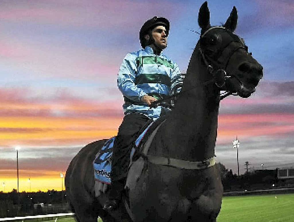 Rhys McLeod riding Ethiopia after trackwork at Moonee Valley Racecourse on October 23. Rhys McLeod riding Ethiopia after trackwork at Moonee Valley Racecourse on October 23.