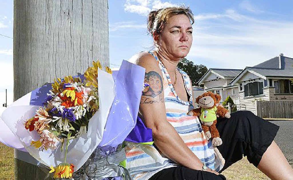 STILL GRIEVING: Paula Matthews, mother of stabbing victim Brandon Matthews, at the scene of his death. STILL GRIEVING: Paula Matthews, mother of stabbing victim Brandon Matthews, at the scene of his death.