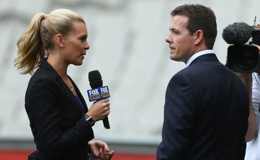 Lachlan Stevens (right) being interviewed. Lachlan Stevens (right) being interviewed.