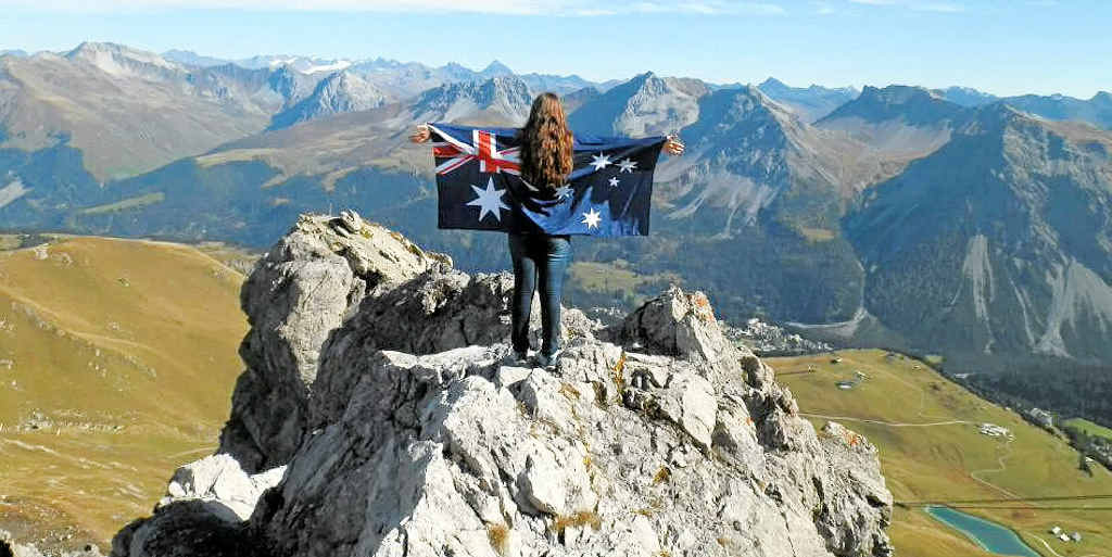 15-year-old Jessie Gretener shows her true colours on the top of the Swiss Alps. 15-year-old Jessie Gretener shows her true colours on the top of the Swiss Alps.