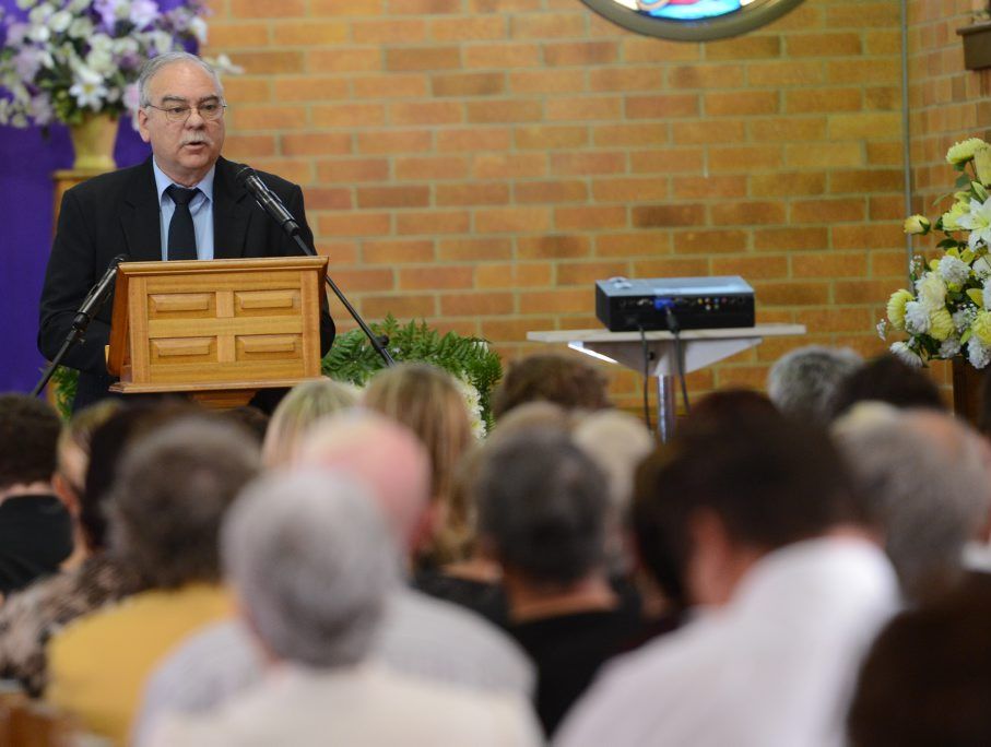 Family and friends say goodbye to Cyril Golding at Tuesday's funeral service . Family and friends say goodbye to Cyril Golding at Tuesday's funeral service .