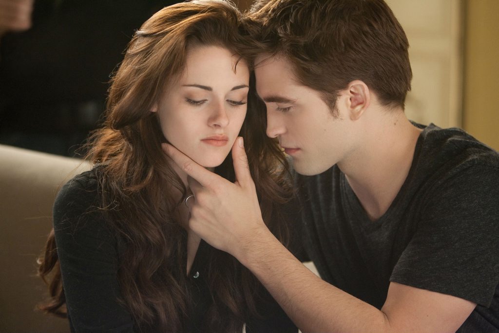 Kristen Stewart and Robert Pattinson in a scene from the movie The Twilight Saga: Breaking Dawn - Part 2. Kristen Stewart and Robert Pattinson in a scene from the movie The Twilight Saga: Breaking Dawn - Part 2.