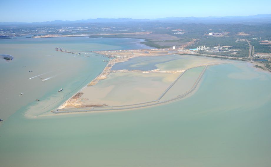 An aerial View of the bund wall at Fisherman's Landing, Gladstone, which sprung a leak in 2011. An aerial View of the bund wall at Fisherman's Landing, Gladstone, which sprung a leak in 2011.