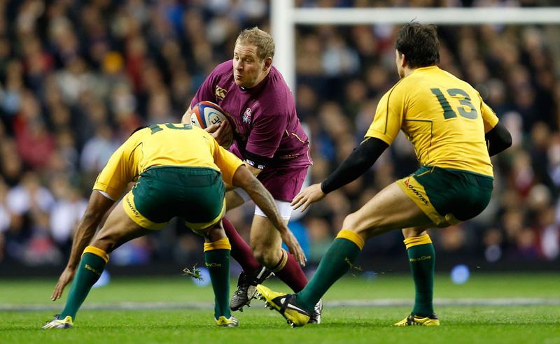 David Paice (C) of England in action during the QBE International match between England and Australia at Twickenham Stadium. David Paice (C) of England in action during the QBE International match between England and Australia at Twickenham Stadium.