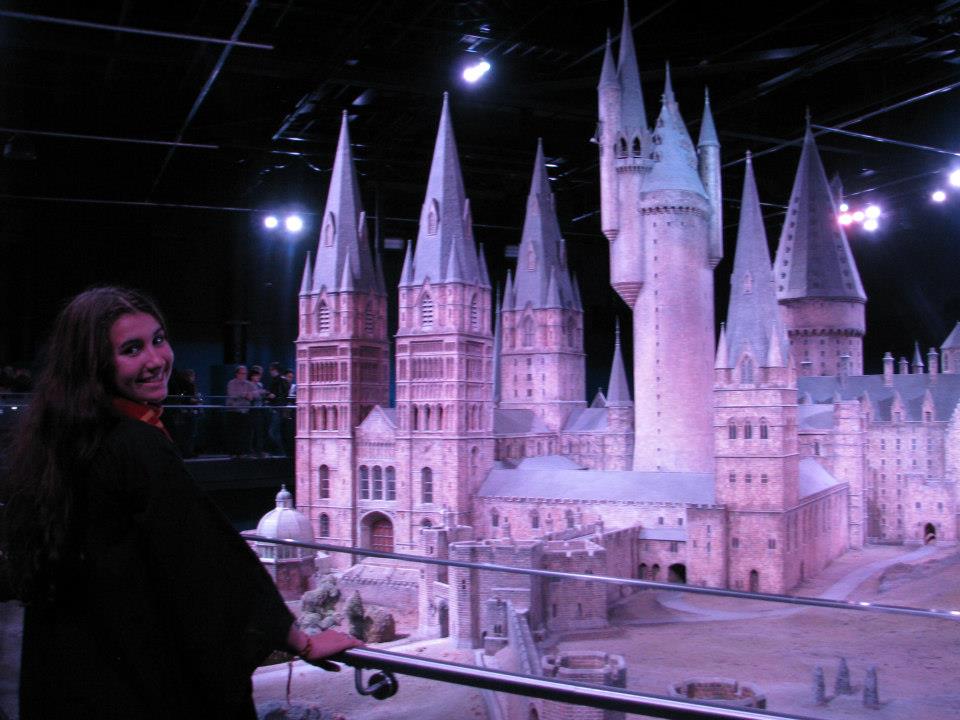 Jessie Gretener enjoys a tour of the Harry Potter movie studio outside London. Jessie Gretener enjoys a tour of the Harry Potter movie studio outside London.