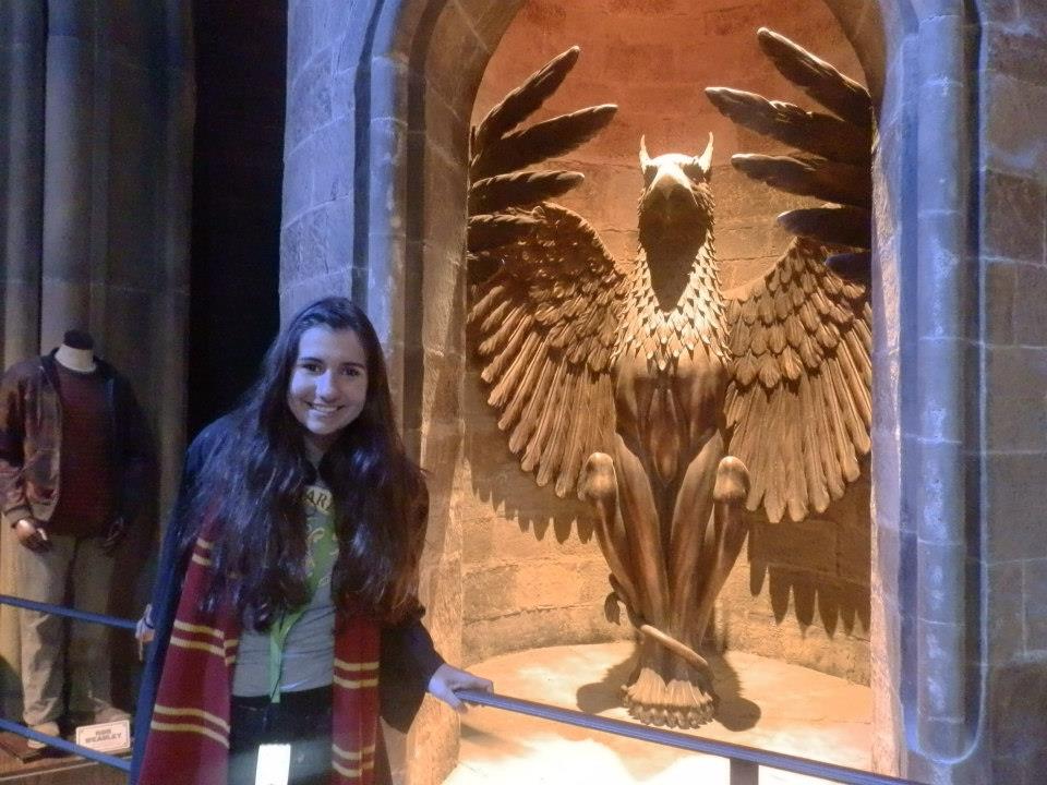 Jessie Gretener enjoys a tour of the Harry Potter movie studio outside London. Jessie Gretener enjoys a tour of the Harry Potter movie studio outside London.