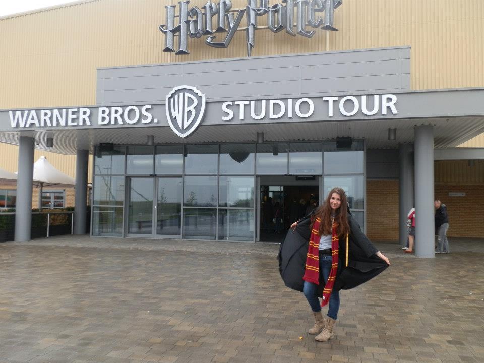 Jessie Gretener enjoys a tour of the Harry Potter movie studio outside London. Jessie Gretener enjoys a tour of the Harry Potter movie studio outside London.