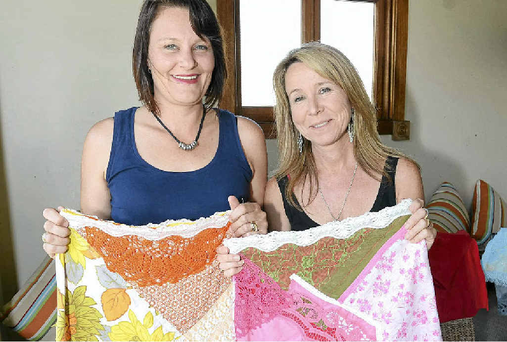 Ranae Panoho and Nicky McAleer making hand-crafted vintage skirts. Ranae Panoho and Nicky McAleer making hand-crafted vintage skirts.