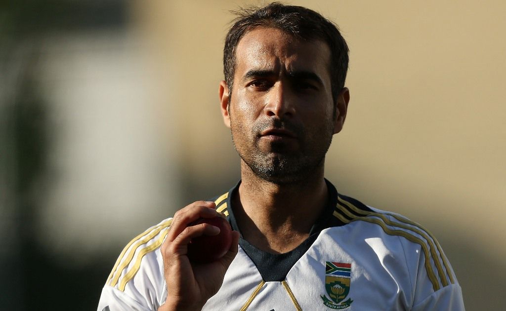 Imran Tahir looks on during a South African nets session at The Gabba. Imran Tahir looks on during a South African nets session at The Gabba.