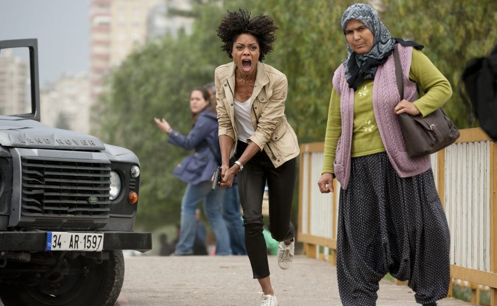Naomie Harris in a scene from the movie Skyfall. Naomie Harris in a scene from the movie Skyfall.