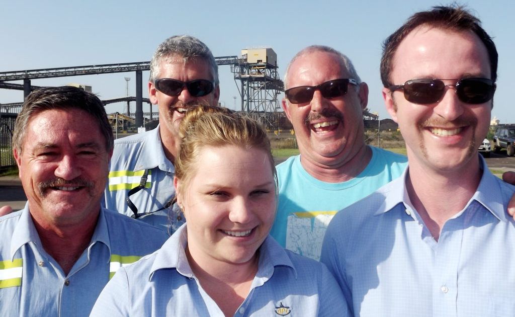 The Gladstone Ports Corporation Movember team for 2012 (from back left) Rob Lowry, Peter Hening, (front) Bill Hooley, mo sister Najah Chant and Michael Schwede. The Gladstone Ports Corporation Movember team for 2012 (from back left) Rob Lowry, Peter Hening, (front) Bill Hooley, mo sister Najah Chant and Michael Schwede.