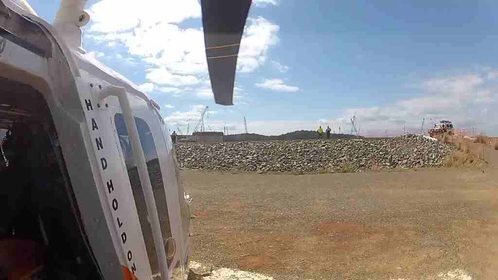 The Rescue 300 chopper has airlifted a man from Curtis Island. The Rescue 300 chopper has airlifted a man from Curtis Island.
