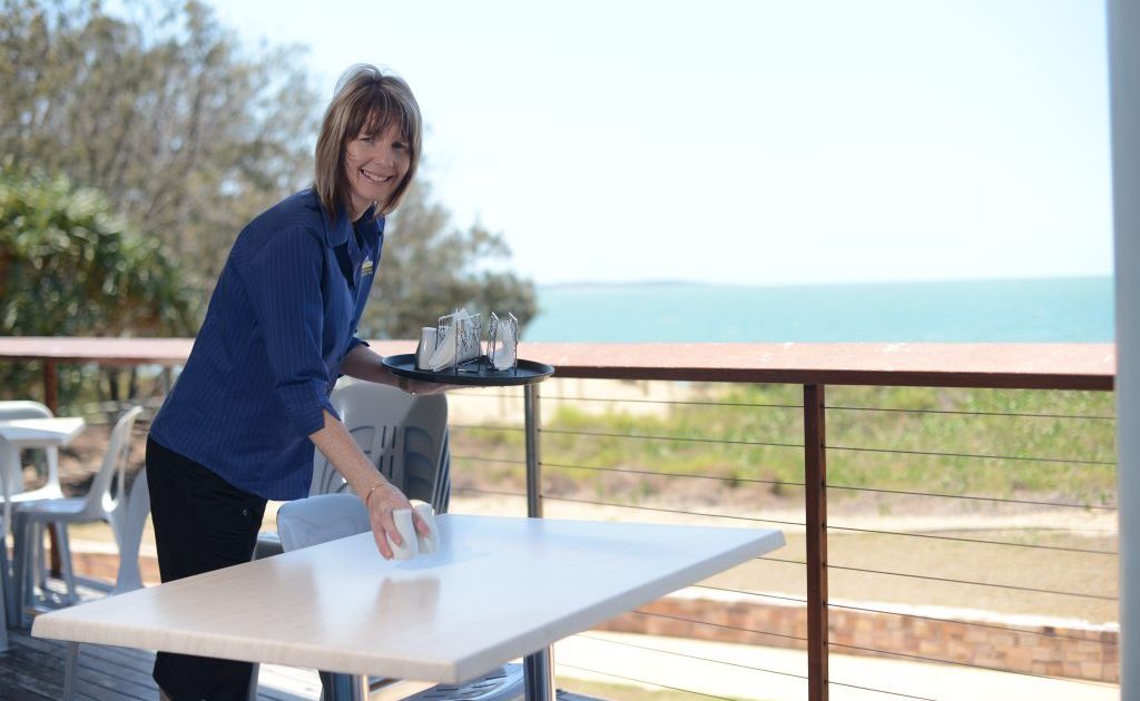 Marisa Kent is setting up at the Tannum Sands Surf Club to serve lunch and coffee. Marisa Kent is setting up at the Tannum Sands Surf Club to serve lunch and coffee.