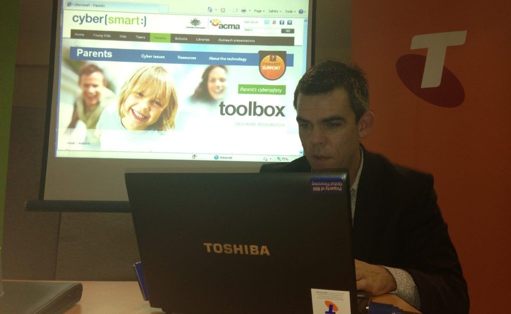 Telstra's Scott Mullaly hosted the event to provide information to parents to keep their children safe online. Telstra's Scott Mullaly hosted the event to provide information to parents to keep their children safe online.