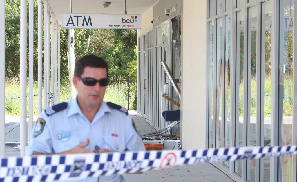The ATM at Pottsville was pulled out by thieves overnight. Photo: Blainey Woodham / Daily News The ATM at Pottsville was pulled out by thieves overnight. Photo: Blainey Woodham / Daily News