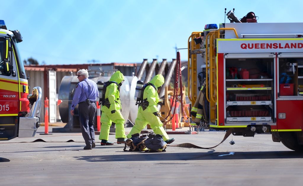NQX Freight System on Young Street, Gladstone, where two people have been contaminated following a chemical spill.
NQX Freight System on Young Street, Gladstone, where two people have been contaminated following a chemical spill.