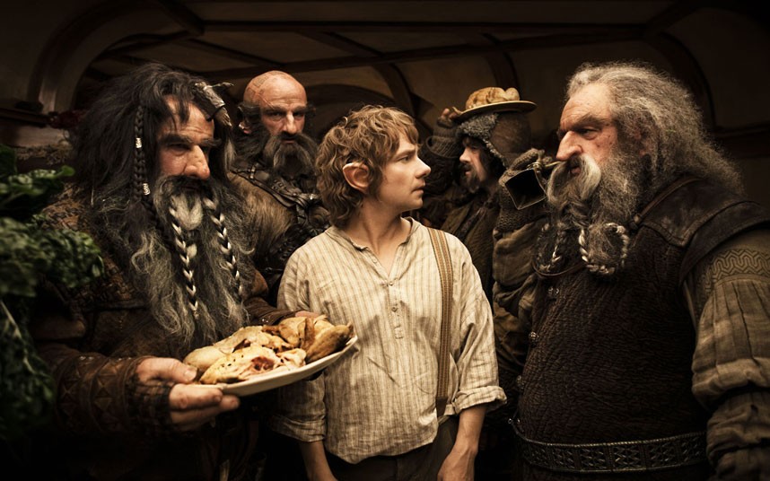 Martin Freeman, centre, as Bilbo Baggins in a scene from The Hobbit: An Unexpected Journey. Martin Freeman, centre, as Bilbo Baggins in a scene from The Hobbit: An Unexpected Journey.