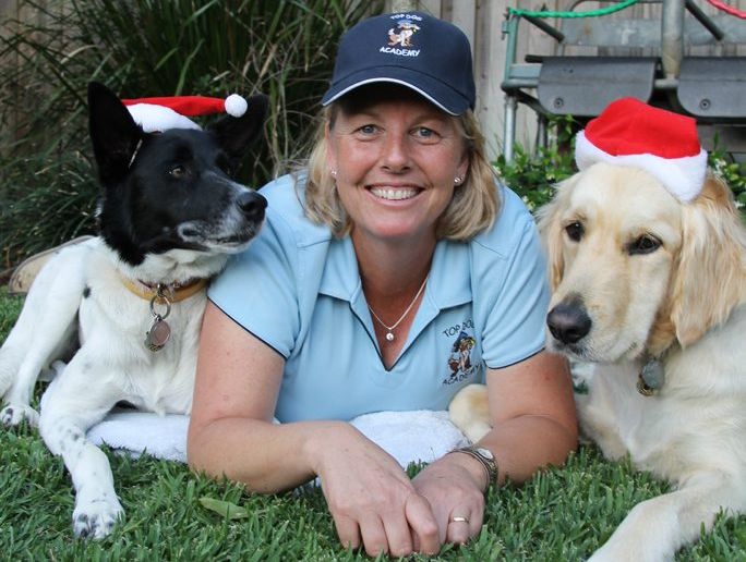 Local dog trainer Rhonda Robinson with Top Dog Academy students, Pandas and Aspen. Local dog trainer Rhonda Robinson with Top Dog Academy students, Pandas and Aspen.