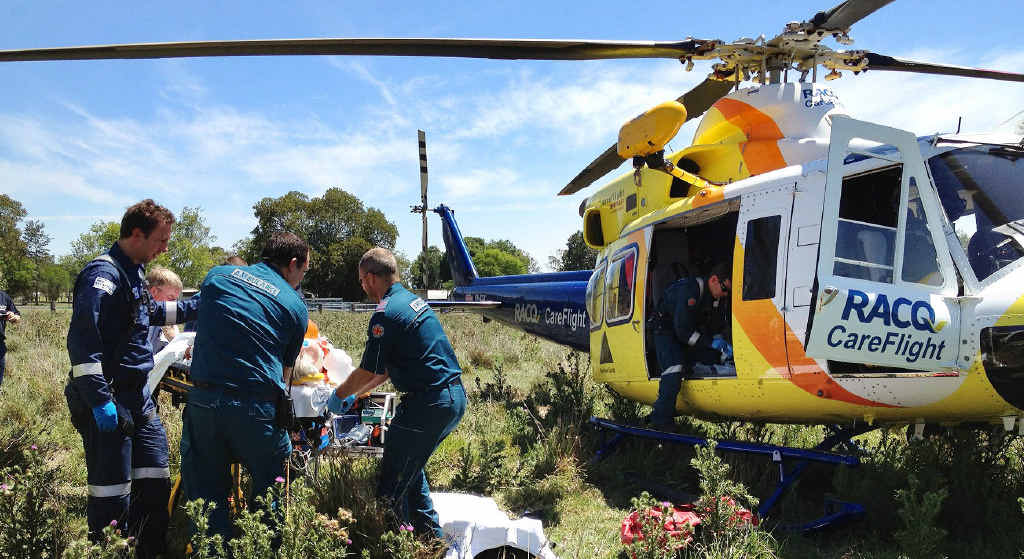 CRITICAL CONDITION: An elderly man is flown out after being bitten twice by a brown snake on his Wilsons Plains property, 30km south of Ipswich. CRITICAL CONDITION: An elderly man is flown out after being bitten twice by a brown snake on his Wilsons Plains property, 30km south of Ipswich.