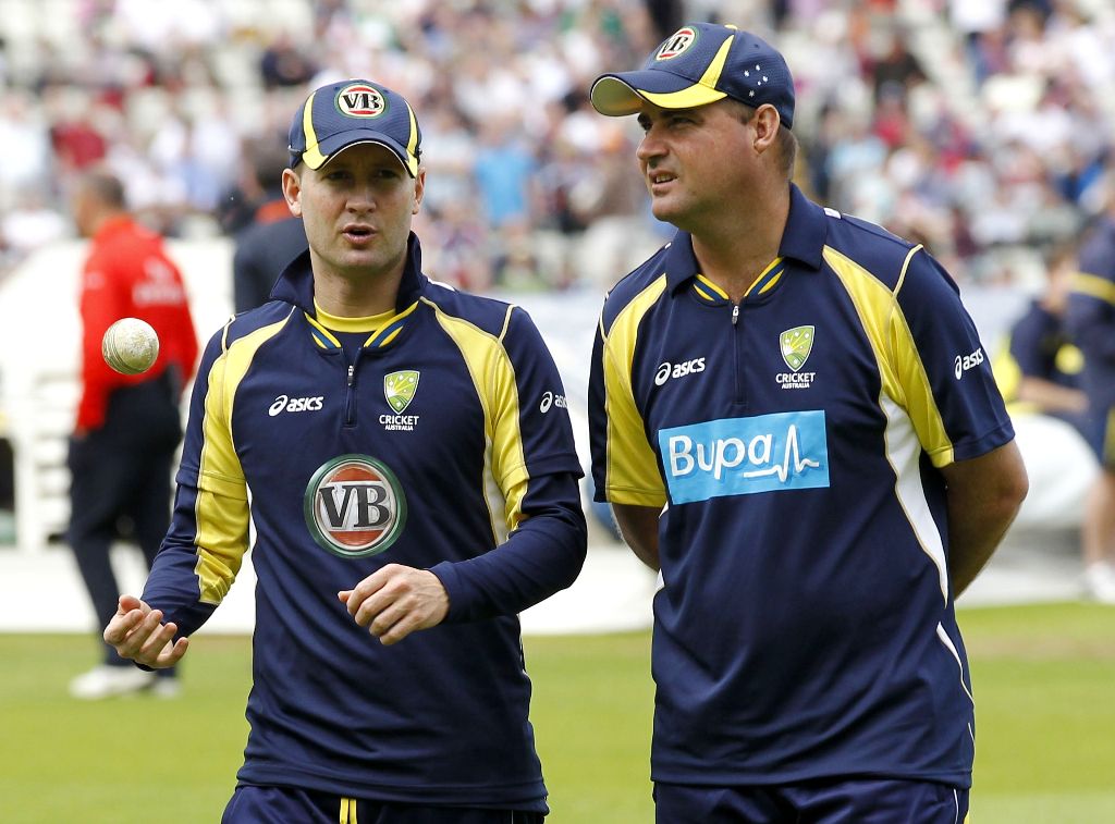 Australia's Captain Michael Clarke (L) and Head Coach Mickey Arthur. Australia's Captain Michael Clarke (L) and Head Coach Mickey Arthur.