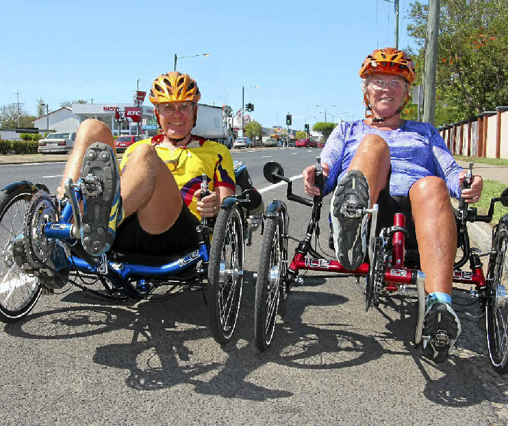 THE LONG HAUL: American seniors Charlie, 73, and Judie, 72, Packard are cycling all over Australia. THE LONG HAUL: American seniors Charlie, 73, and Judie, 72, Packard are cycling all over Australia.