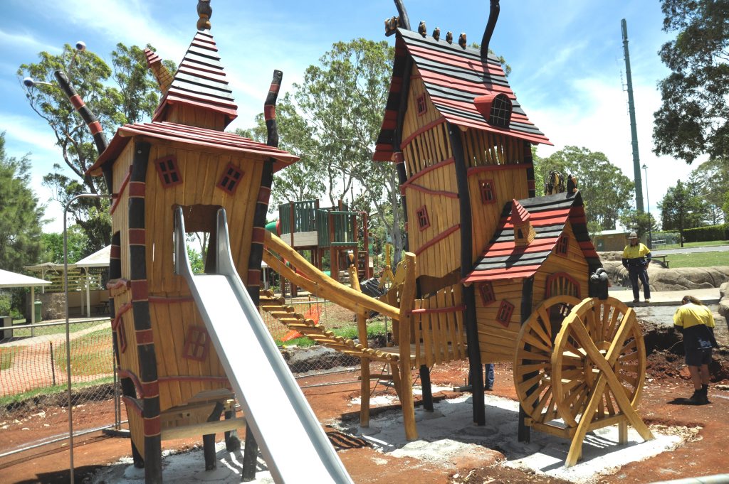 The new Spielart Magical Witch Forest playground goes up at Picnic Point.