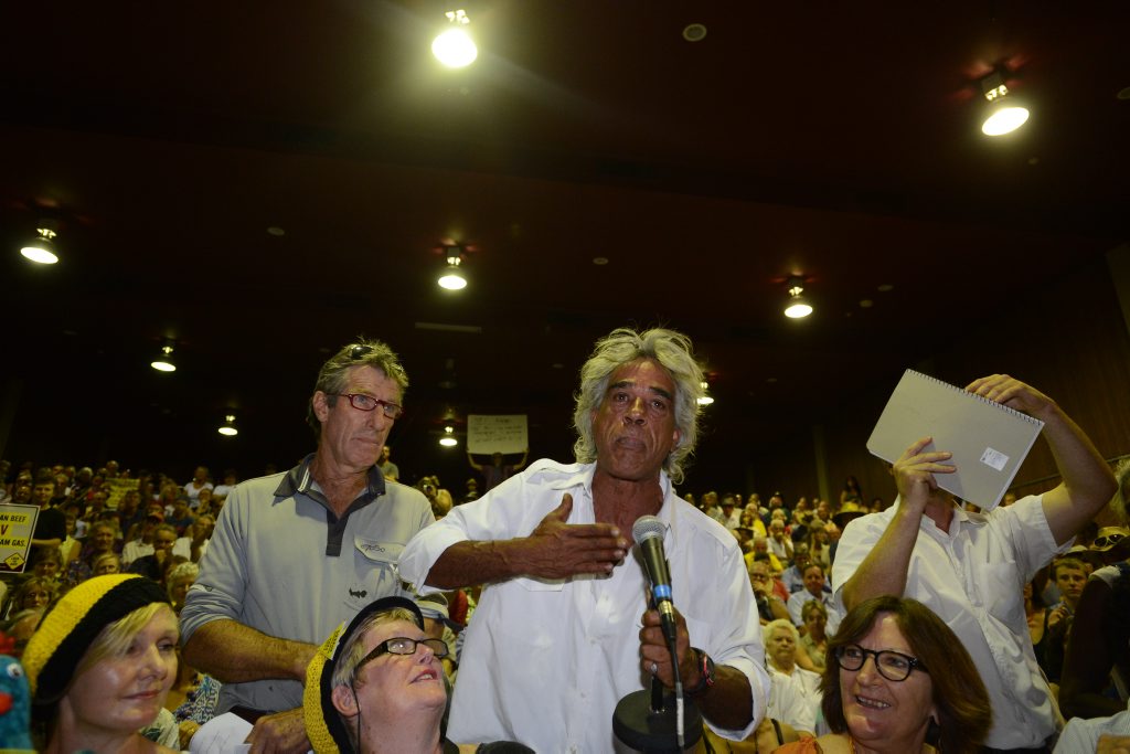 Image for sale: Protestors massed outside Lismore City Hall and followed State Minister Brad Hazzard into the building to question him on CSG in the Northern Rivers. Photo Marc Stapelberg / The Northern Star