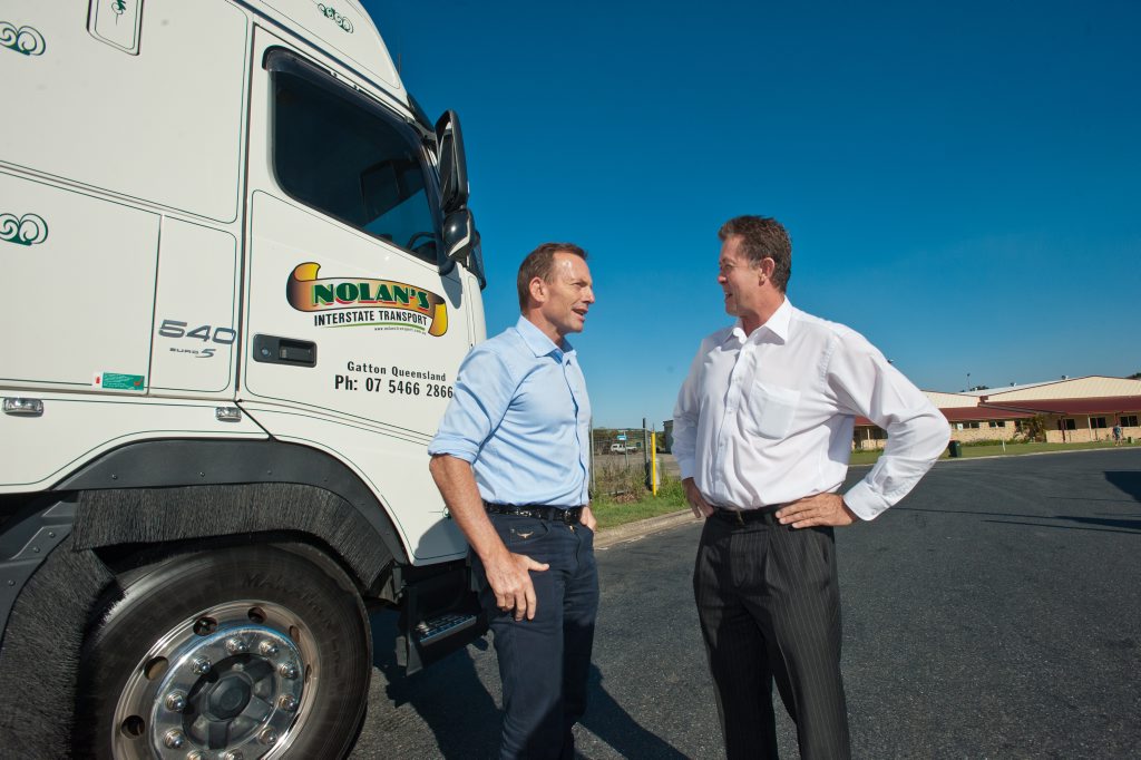 Tony Abbott and Luke Hartsuyker during the inspection of the Pacific Highway. Tony Abbott and Luke Hartsuyker during the inspection of the Pacific Highway.