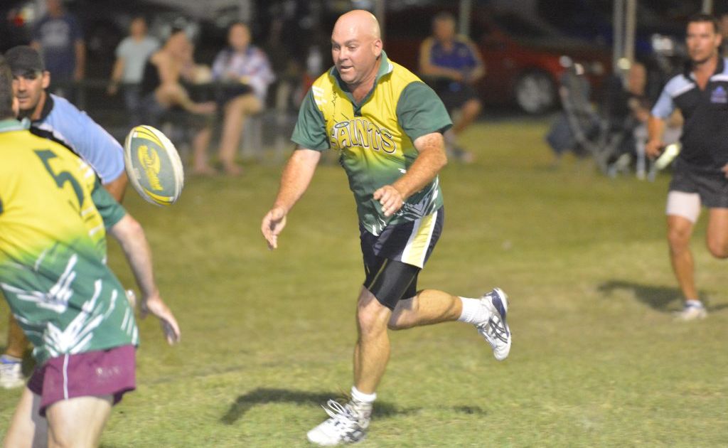 Saints vs Titans Touch football grand finals at Briffney Creek, Harvey Road Gladstone. Saints' Greg Dunseath. Saints vs Titans Touch football grand finals at Briffney Creek, Harvey Road Gladstone. Saints' Greg Dunseath.