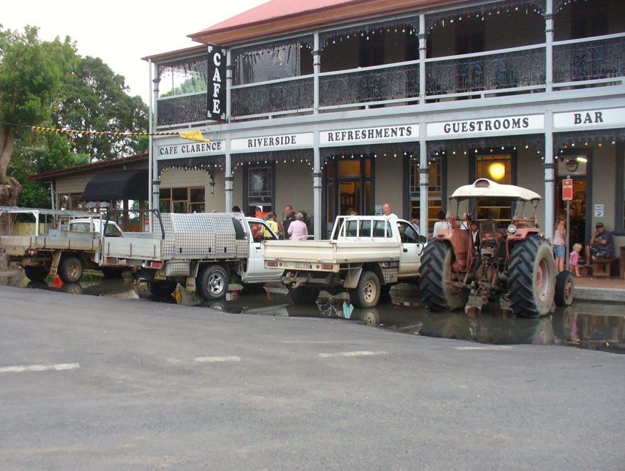 Tractor lined up with the utes Ulmarra Pub 12-01-11 Photo: SUSIE FLETCHER Tractor lined up with the utes Ulmarra Pub 12-01-11 Photo: SUSIE FLETCHER