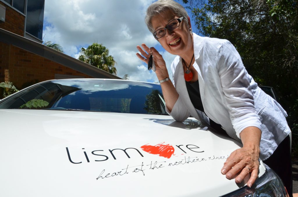 Lismore mayor Jenny Dowell picks up the keys to her new mayoral motorcar. Lismore mayor Jenny Dowell picks up the keys to her new mayoral motorcar.