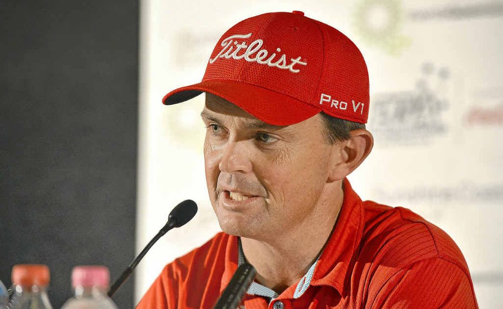 Greg Chalmers at a press conference at the Palmer Coolum Resort ahead of the PGA. Greg Chalmers at a press conference at the Palmer Coolum Resort ahead of the PGA.