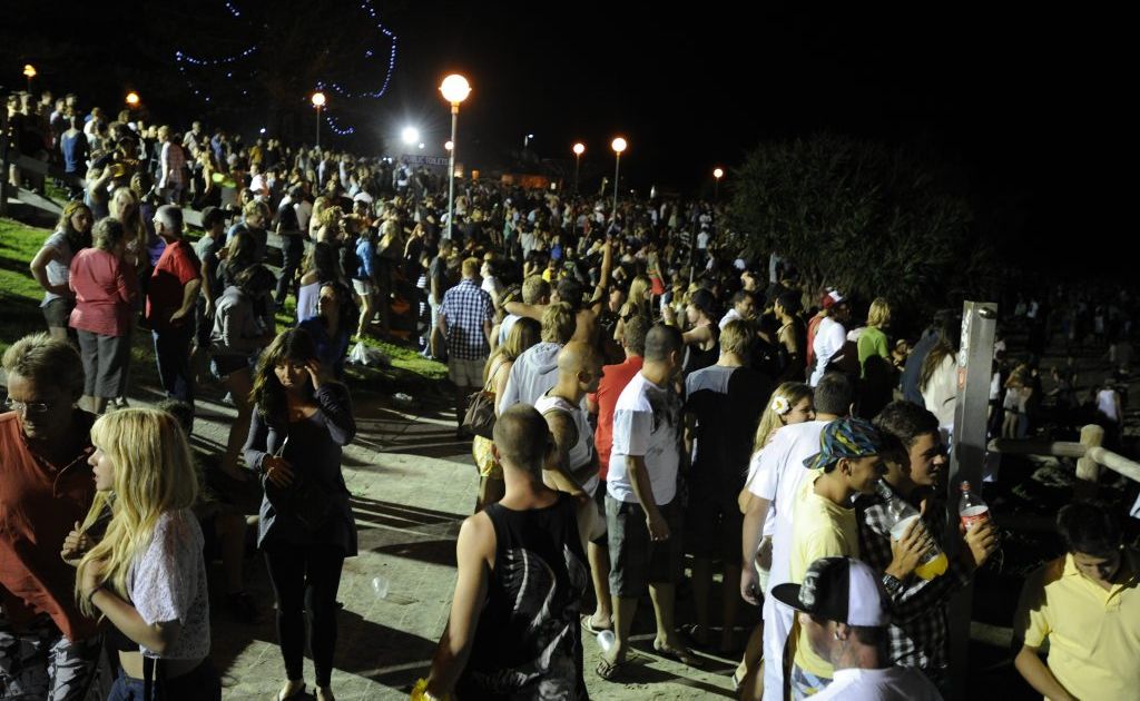 Party goers at Byron Bay's Main Beach celebrate New Year's Eve, 2011. Party goers at Byron Bay's Main Beach celebrate New Year's Eve, 2011.