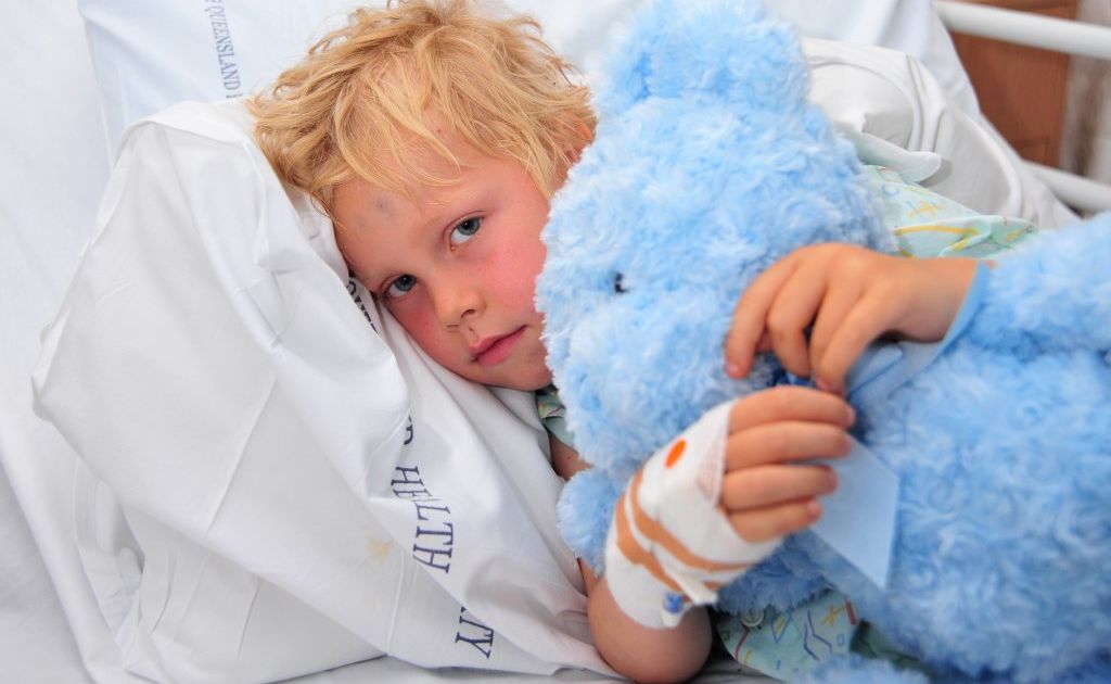 Lochlan Johns, 6, recovering in Nambour Hospital after stitches to the back of his head and superficial facial injuries after dog bites at Buddina Beach. Lochlan Johns, 6, recovering in Nambour Hospital after stitches to the back of his head and superficial facial injuries after dog bites at Buddina Beach.