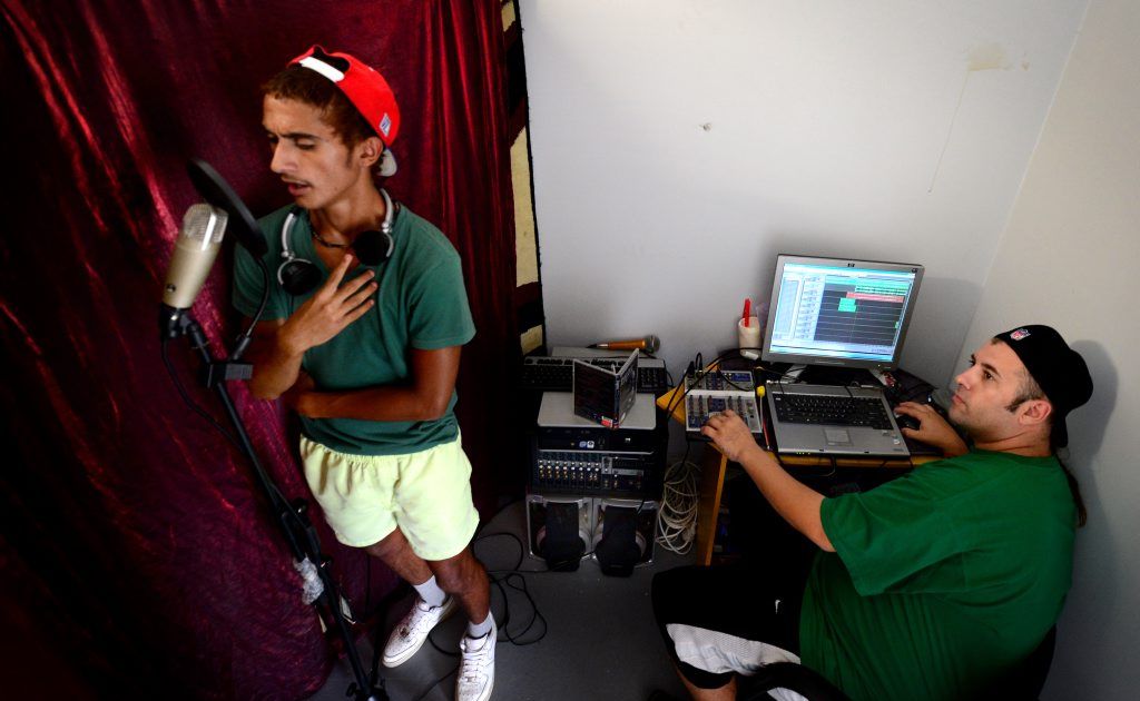 Local hip hop artists Travez Butler aka Lil Trezz and Joe Lewis aka JL the their studio at Gracemere. Local hip hop artists Travez Butler aka Lil Trezz and Joe Lewis aka JL the their studio at Gracemere.