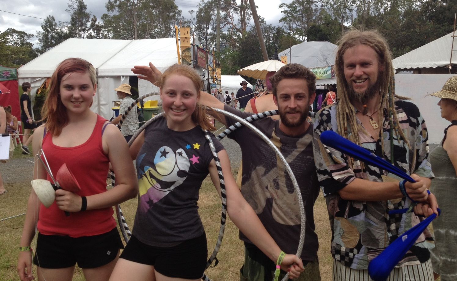 Marina Gelmann, Lisa Goldsworthy, Mark Treloar, and Jeremy Edwards at day one of the Woodford Folk Festival 2012. Marina Gelmann, Lisa Goldsworthy, Mark Treloar, and Jeremy Edwards at day one of the Woodford Folk Festival 2012.