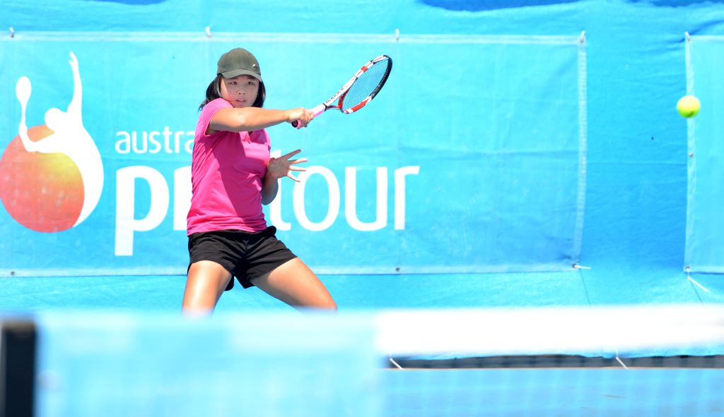 Olivia Tjandramulia. Rockhampton competitor playing in the Rockhampton Tennis International tournament. Olivia Tjandramulia. Rockhampton competitor playing in the Rockhampton Tennis International tournament.