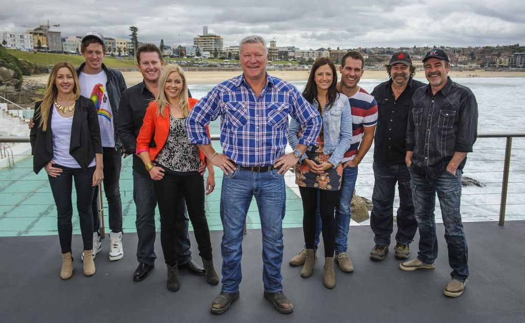 The Block All Stars host Scott Cam, centre, with couples, from left, Josh and Jenna, Phil and Amity, Dan and Dani and Mark and Duncan. The Block All Stars host Scott Cam, centre, with couples, from left, Josh and Jenna, Phil and Amity, Dan and Dani and Mark and Duncan.