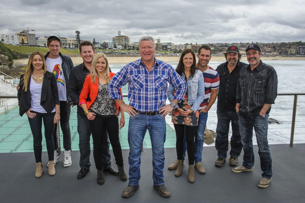 The Block All Stars host Scott Cam, centre, with couples, from left, Josh and Jenna, Phil and Amity, Dan and Dani and Mark and Duncan. The Block All Stars host Scott Cam, centre, with couples, from left, Josh and Jenna, Phil and Amity, Dan and Dani and Mark and Duncan.