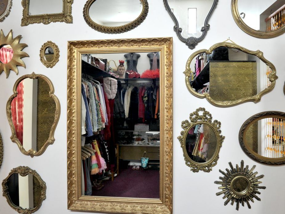 A cluster of gold framed mirrors in Deb and Andy's dressing room. A cluster of gold framed mirrors in Deb and Andy's dressing room.