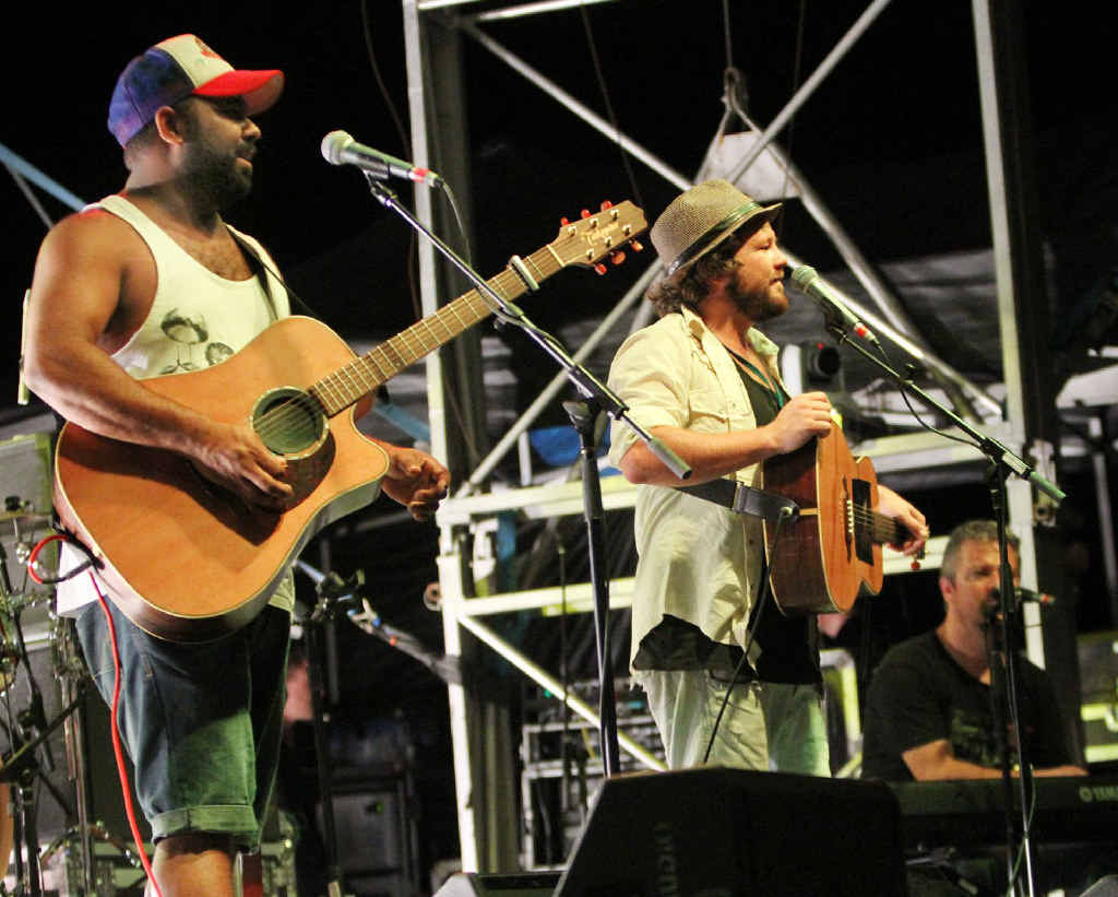 Busby Marou are at home on stage at the Oxford Street Party on Saturday night. Busby Marou are at home on stage at the Oxford Street Party on Saturday night.
