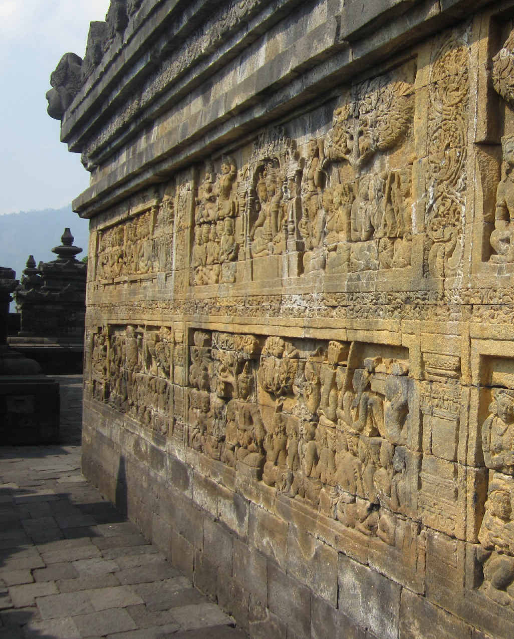 Intricate carvings cover the walls of Borobudur. Intricate carvings cover the walls of Borobudur.