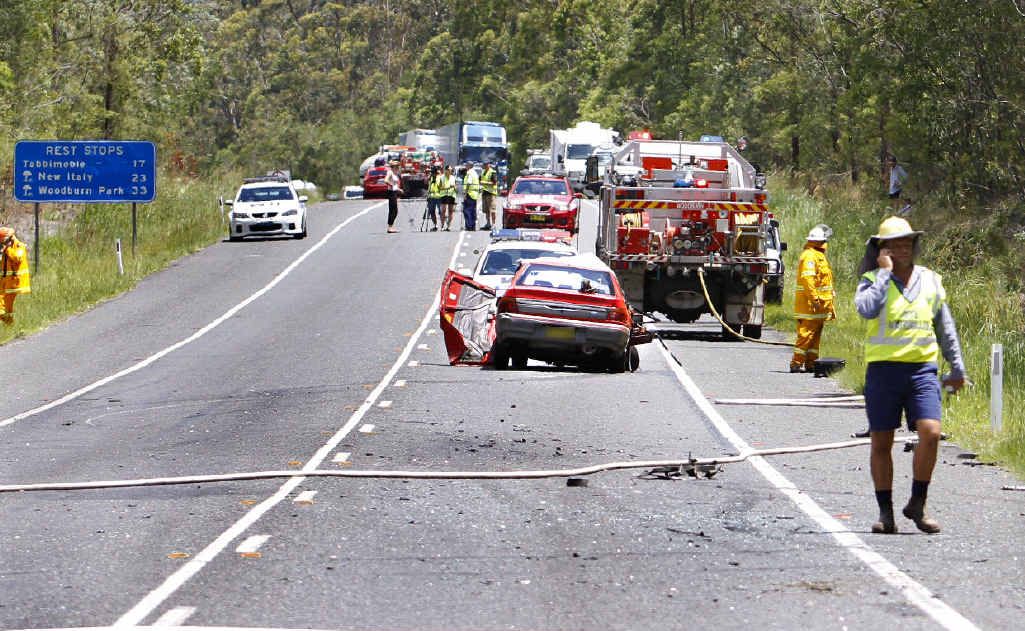 The cars involved in Monday morning’s crash near the Iluka turn-off that left one driver dead. The cars involved in Monday morning’s crash near the Iluka turn-off that left one driver dead.