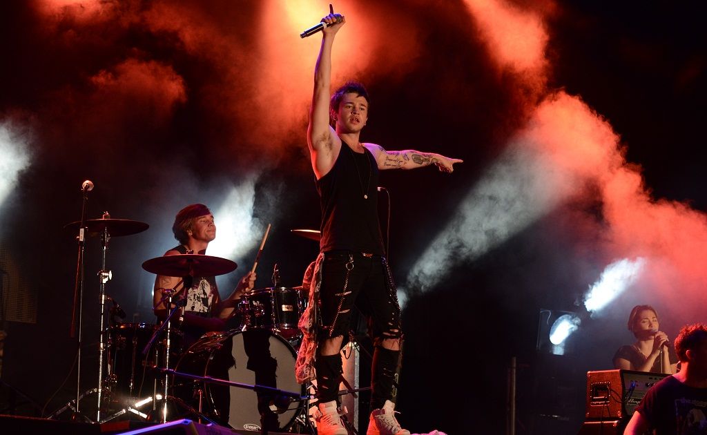 Reece Mastin performs in front of thousands of scouts at the Maryborough Showgrounds. Reece Mastin performs in front of thousands of scouts at the Maryborough Showgrounds.