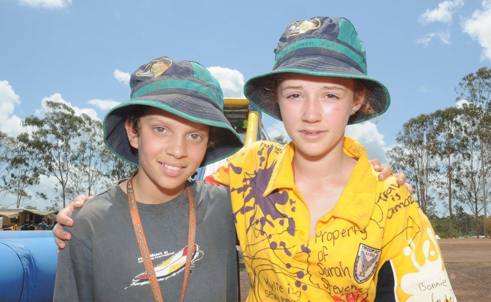 Cooper Robertson and Emily Keen prepare to say goodbye to the scout jamboree. Cooper Robertson and Emily Keen prepare to say goodbye to the scout jamboree.