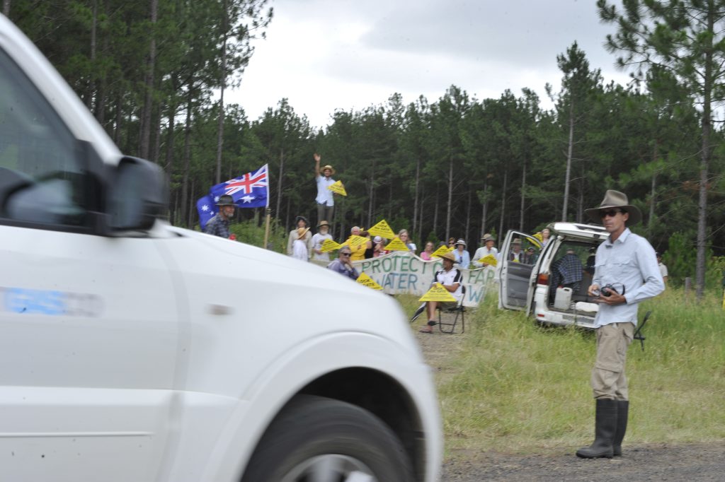 A Metgasco vehicle arrives as Anti CSG protesters block the entrance of the Eden Creek State Forest at Doubtful Creek. Photo Cathy Adams / The Northern Star A Metgasco vehicle arrives as Anti CSG protesters block the entrance of the Eden Creek State Forest at Doubtful Creek. Photo Cathy Adams / The Northern Star