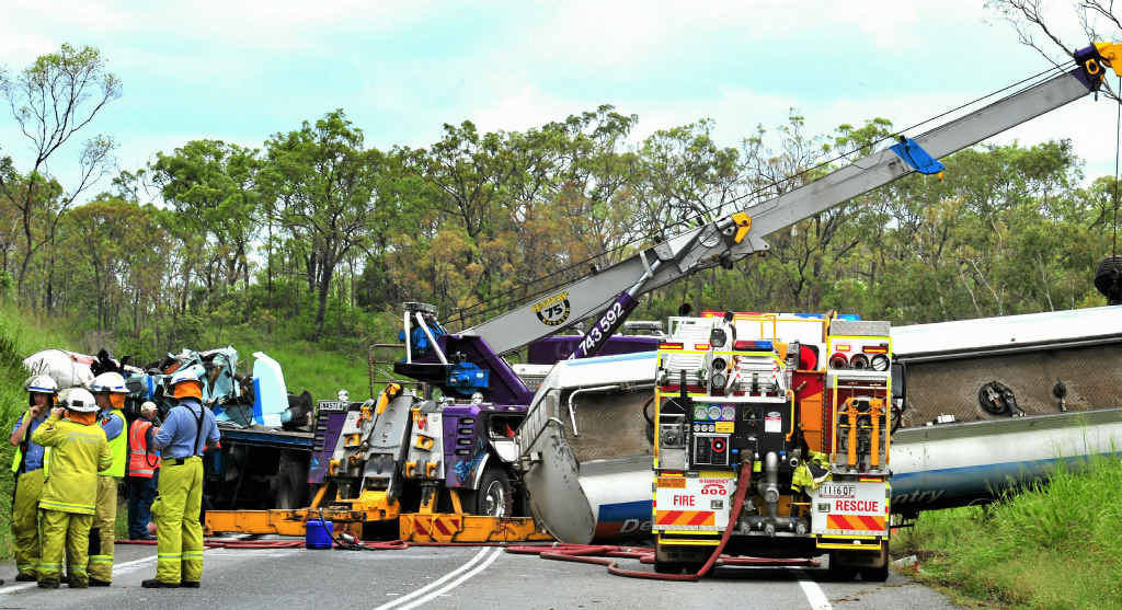 The cleanup begins after the fatal crash that killed a truck driver. The cleanup begins after the fatal crash that killed a truck driver.