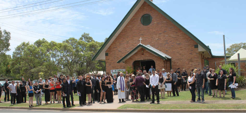 SAD EVENT: Friends and family farewell Shaun Thompson at Emerald’s St Luke’s Anglican Church on Friday. SAD EVENT: Friends and family farewell Shaun Thompson at Emerald’s St Luke’s Anglican Church on Friday.
